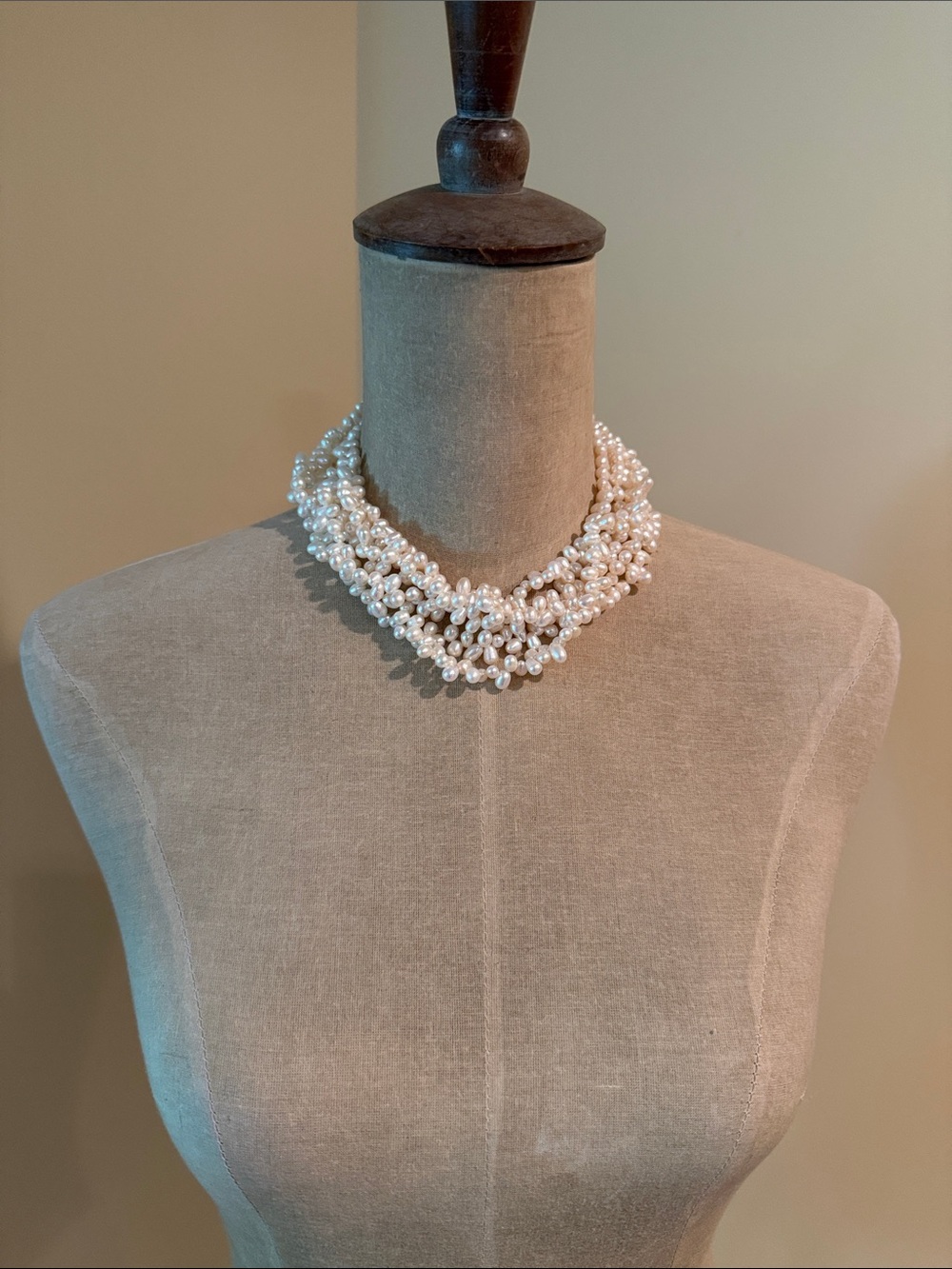 Fresh Water Cultured Pearl Torsade Cluster Necklace.